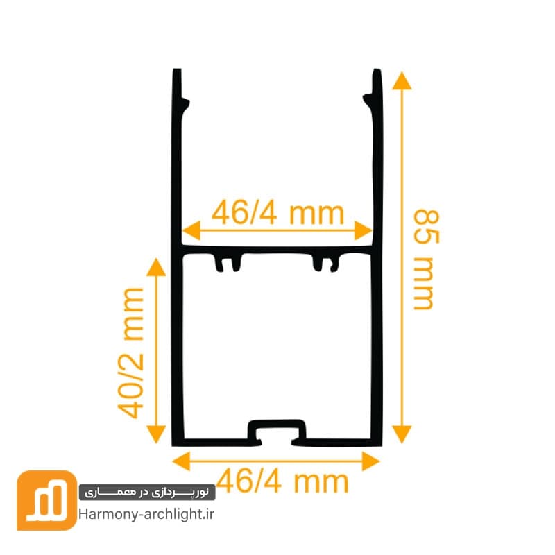 پروفیل چراغ خطی 3 ردیف بدون لبه آویز شاخه 3 متری و 6 متری کد1212